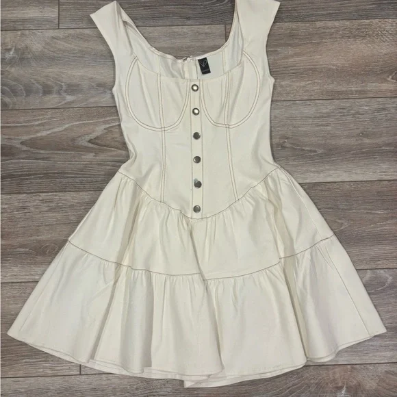 Windsor Cream Button-Front Mini Dress - Picture 1 of 5
